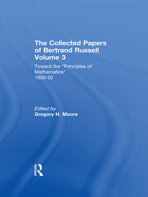 cover image of The Collected Papers of Bertrand Russell, Volume 3
